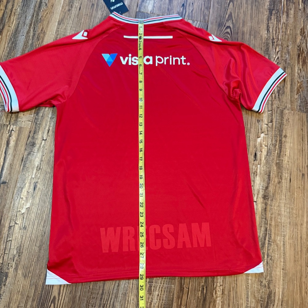 NWT Macron Wrexham AFC Jersey Men Large Red Home FUTBOL Soccer United New - Picture 13 of 13